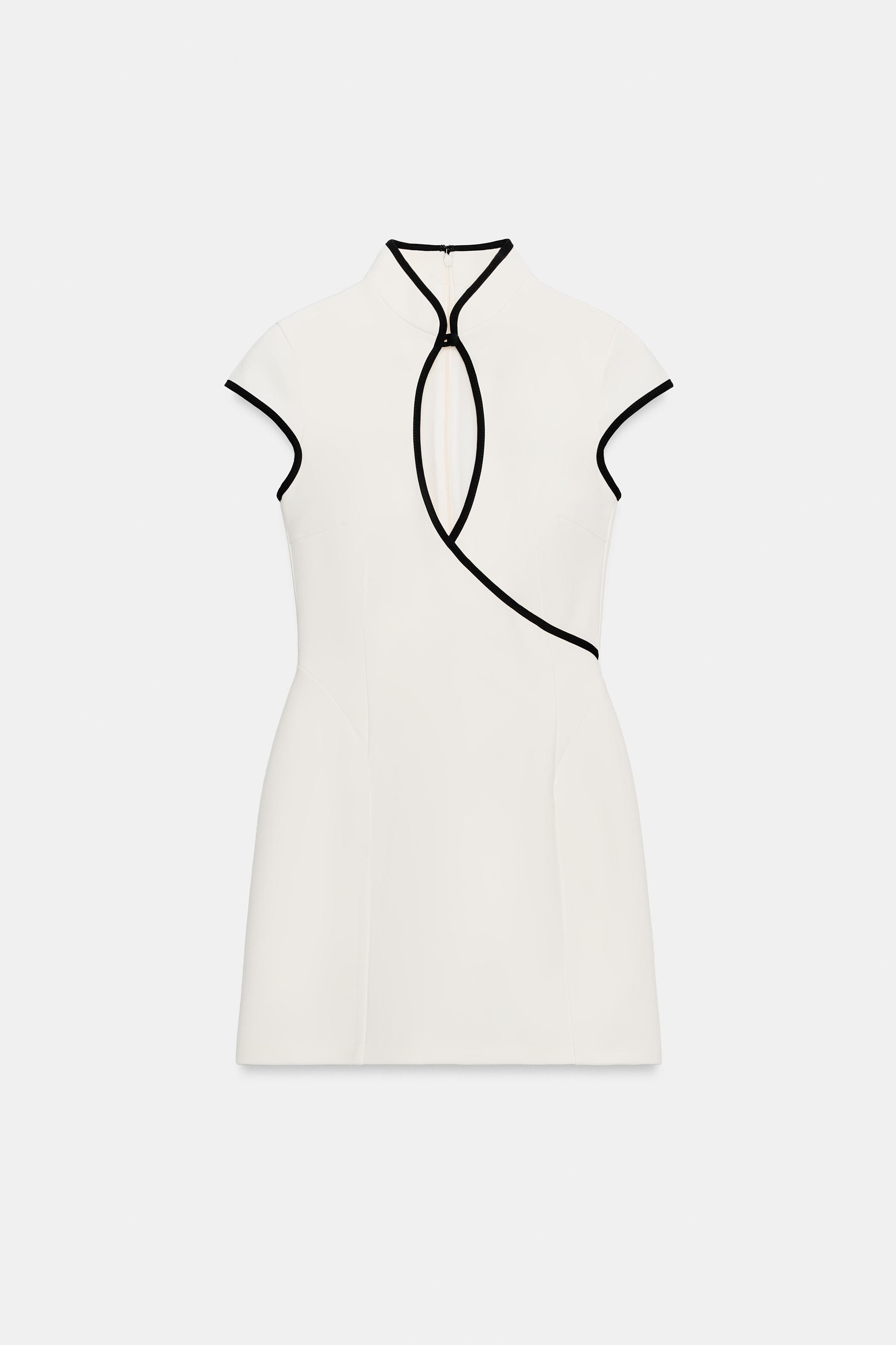 CONTRAST PIPING MINI DRESS